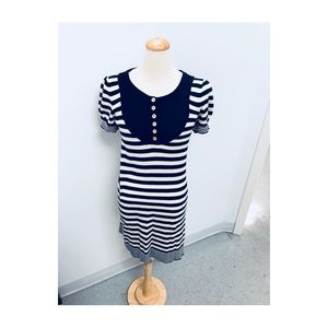 Juicy Couture Navy white stripe knit dress SZ S